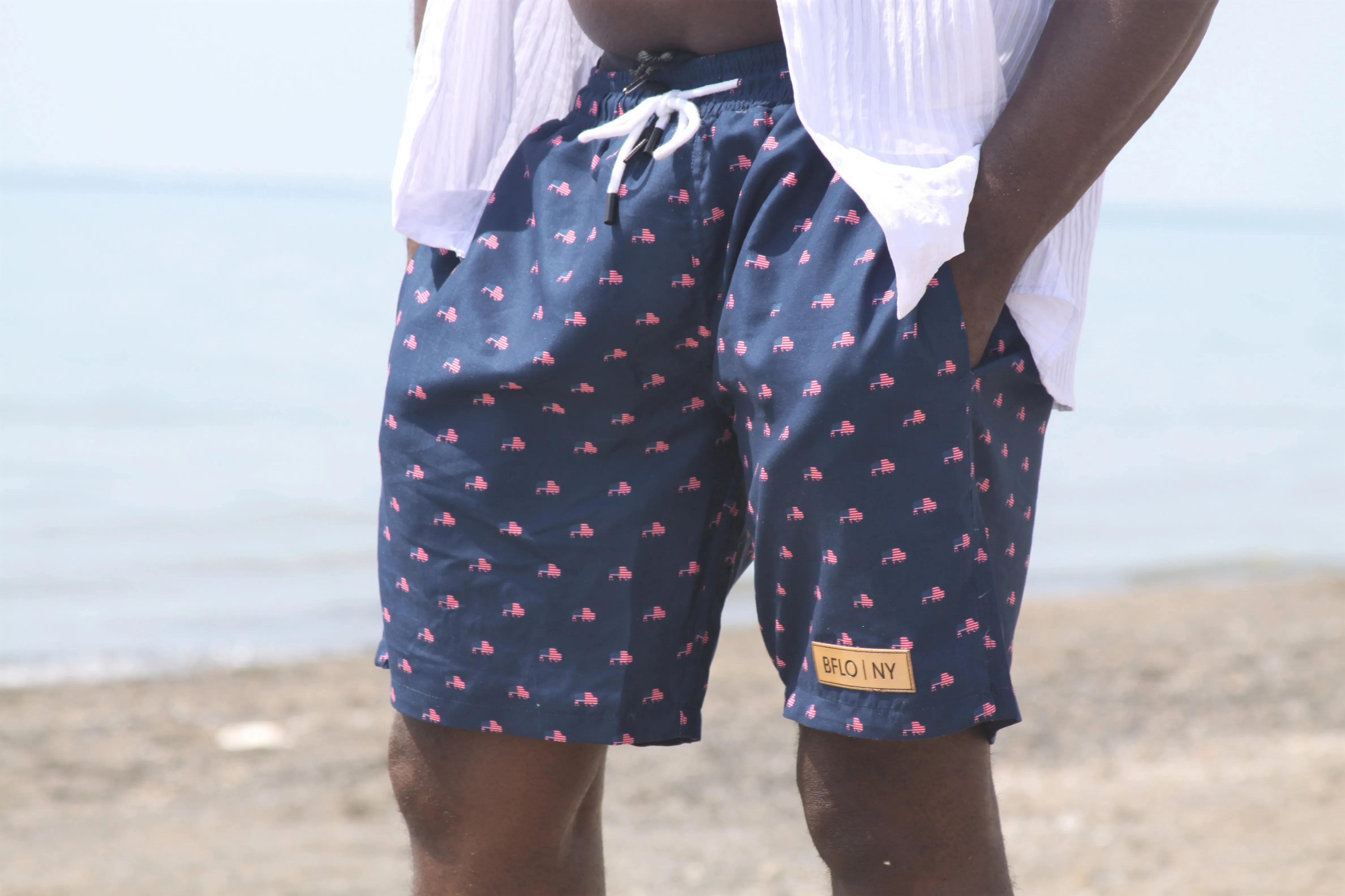 Navy Patriotic BFLO Men's Swim Trunks