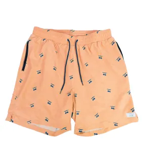 Peach w/ Medieval Golf Carts Swim Trunks