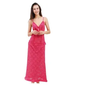 Pink Nighty For Bride Romantic Modern Night Suit For Honeymoon Hot Net Nighty