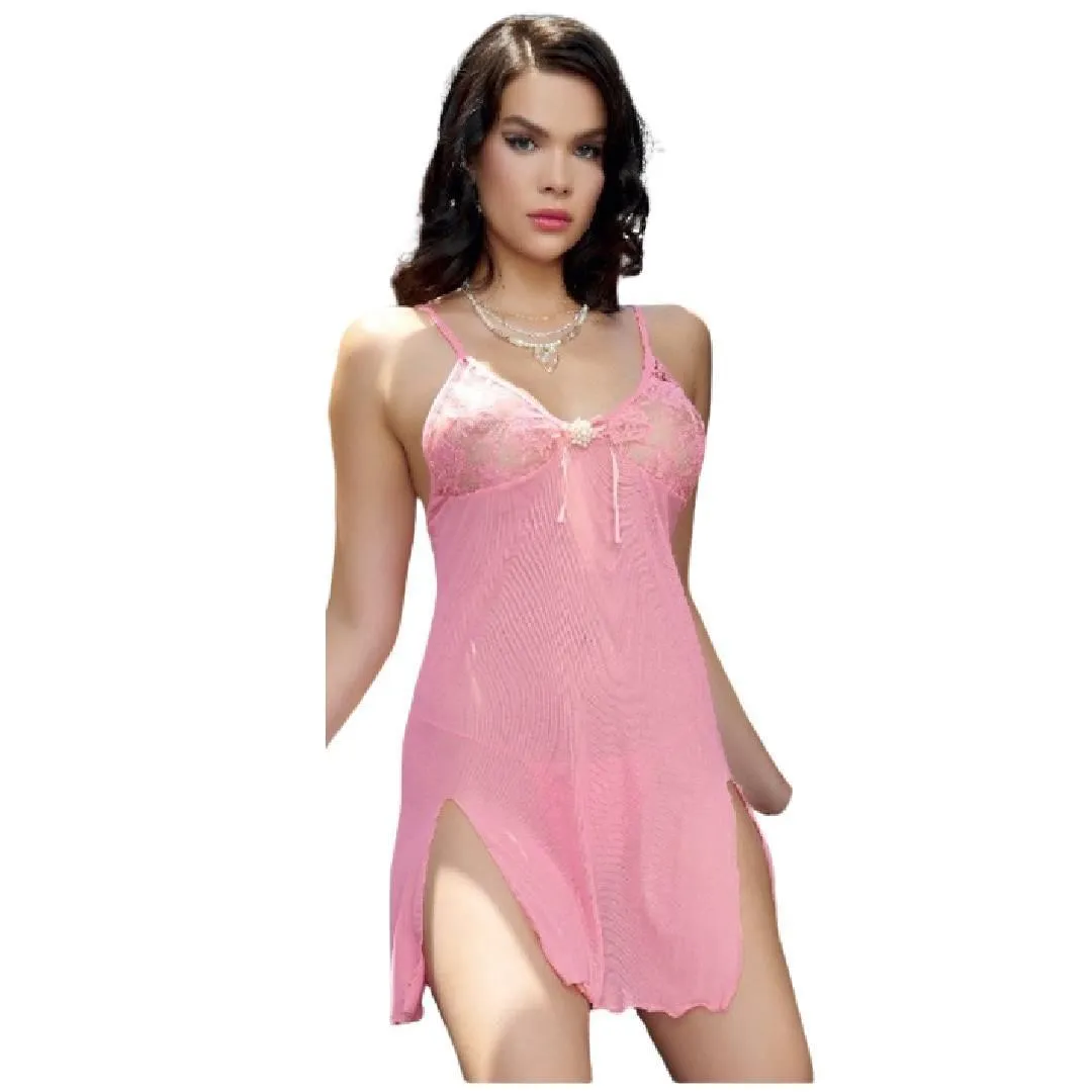 Pink Nighty Short Hot Nighty for Bridal Women Sexy Nighty First Night Dress for Bride