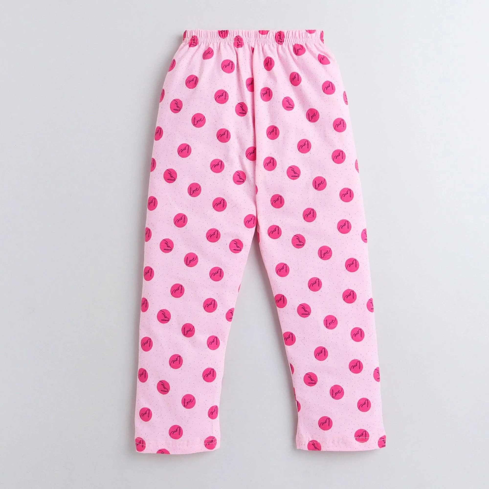 Polka Tots Full Sleeve Night Suit Pair Love - Pink