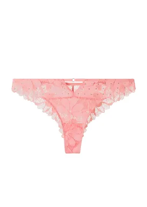 RIHANNA Plus Pink Flower Lace Sexy Tanga Panties For Women