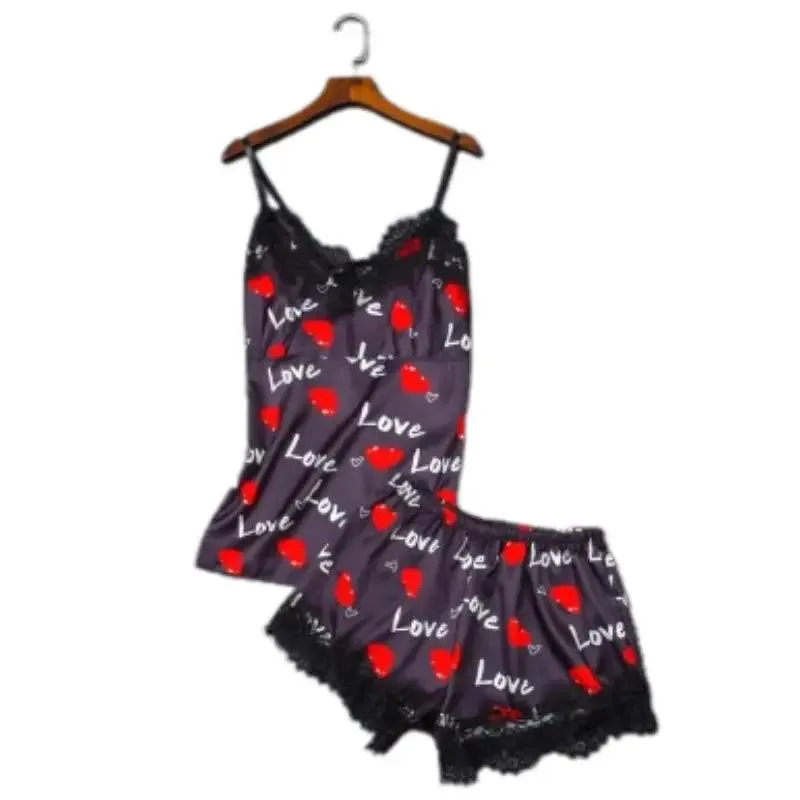 Silk Printed Cami Short Set|Nightgown Victoria Secret Online In Pakistan