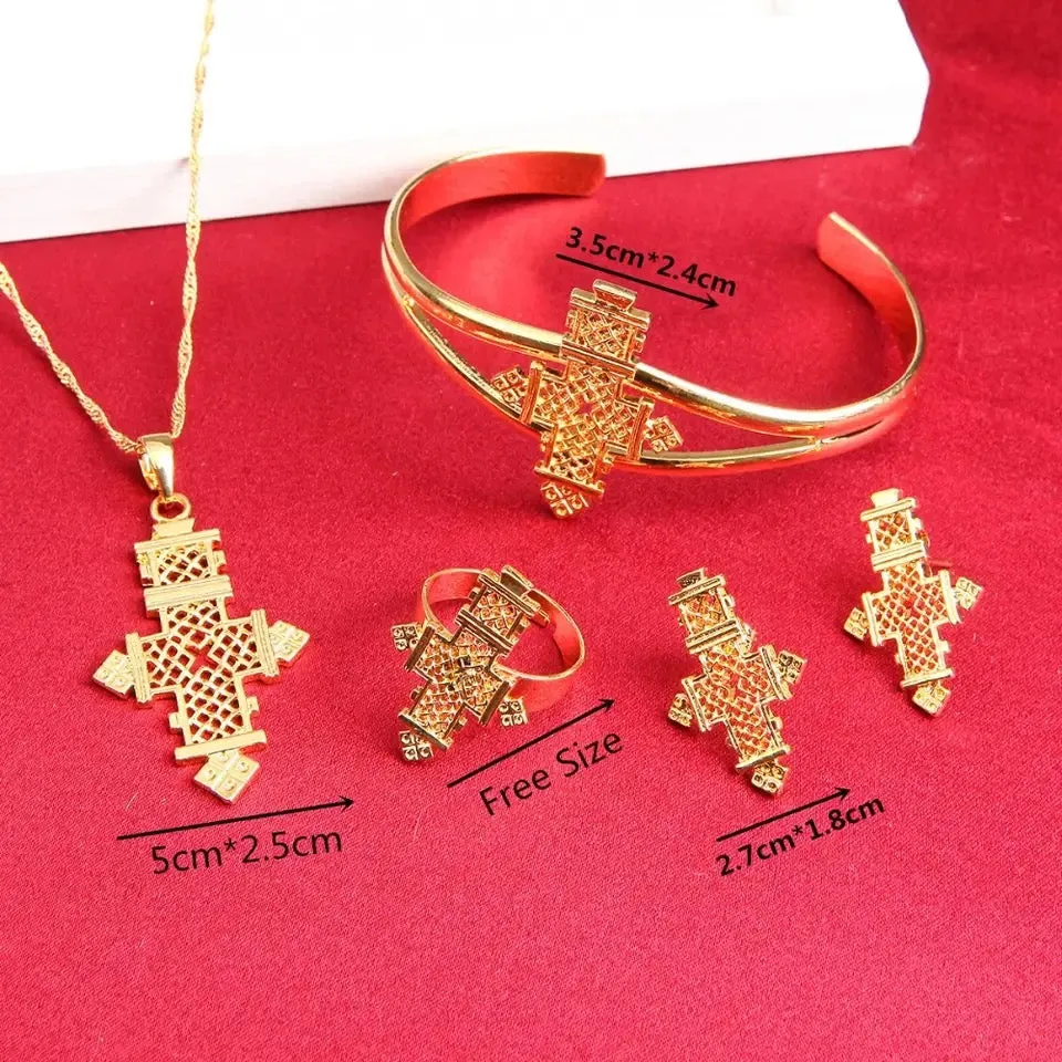 Trendy Ethiopian Eritrea Habesha Jewelry Cross Sets S2519330