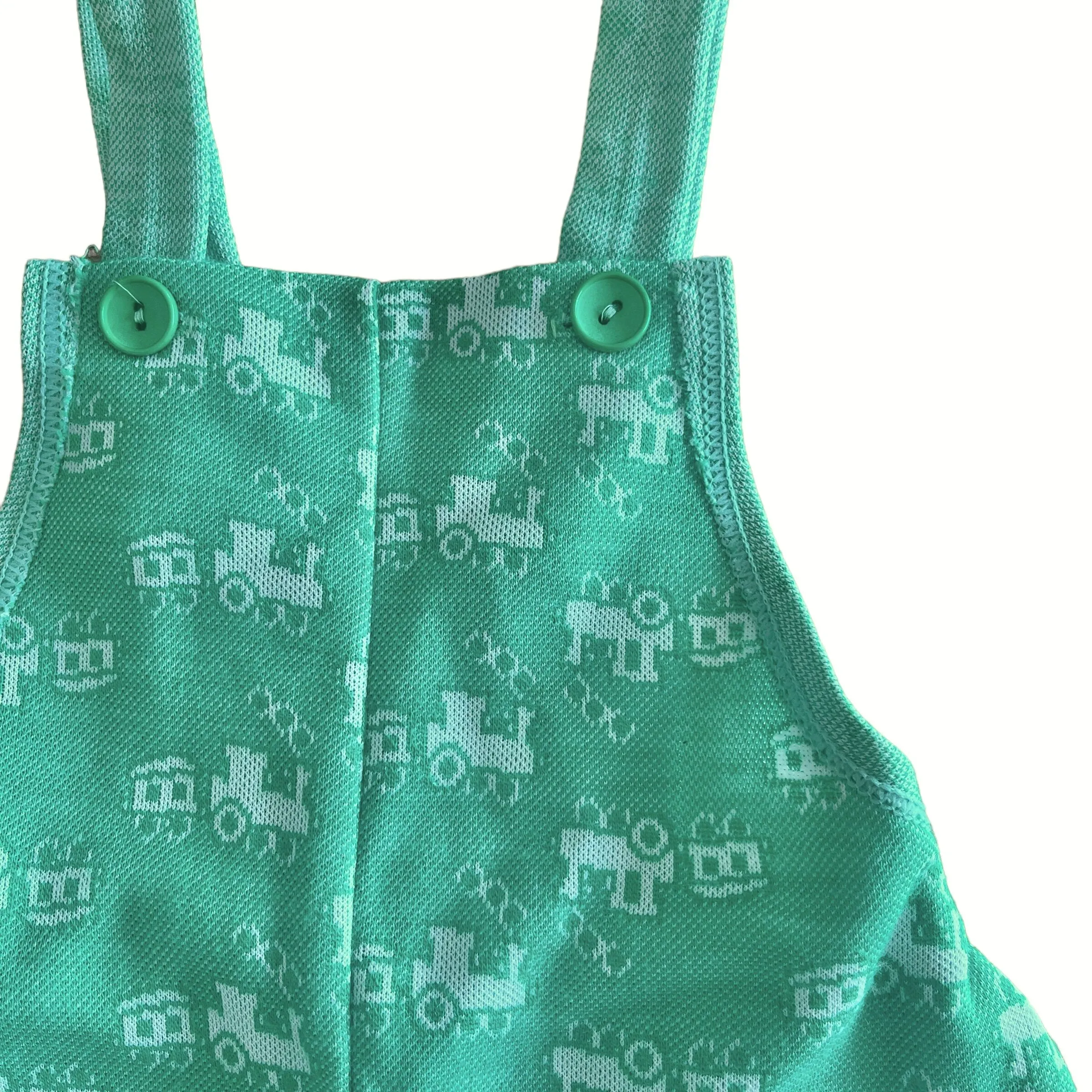 Vintage 1970s Green Short Dungarees / 2-3Y