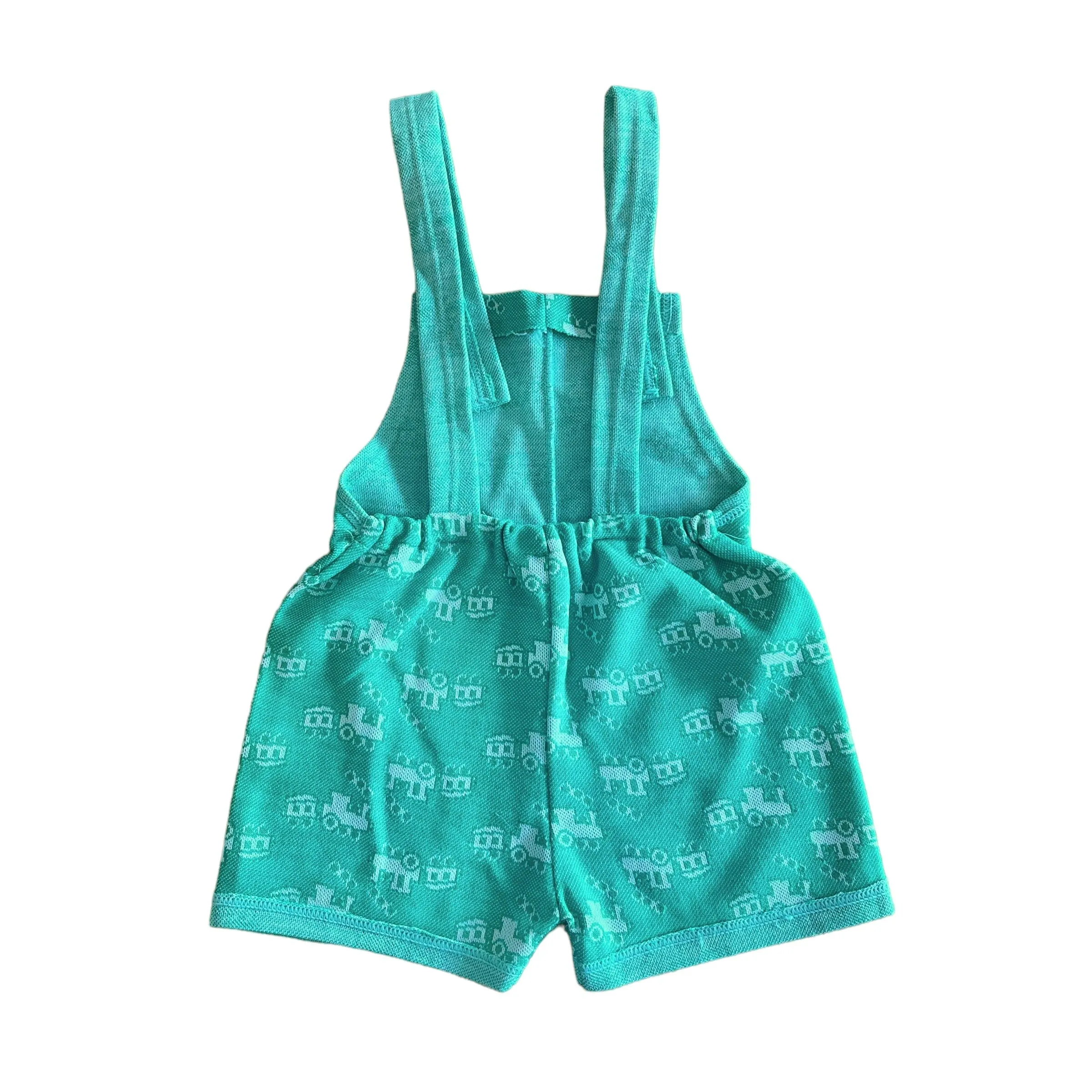 Vintage 1970s Green Short Dungarees / 2-3Y