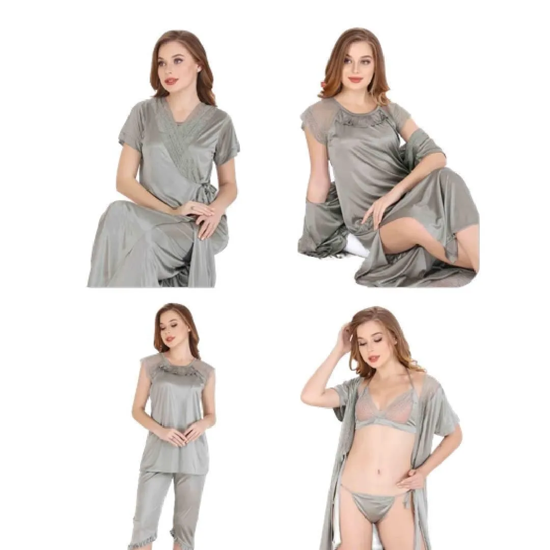 Women Nightwear Honeymoon Nighty Women Sleepwear 6 Pcs Bridal Nighty Set