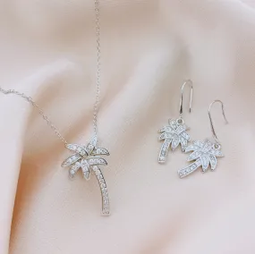 Women's Fashion CZ Palm Tree Jewelry Sets