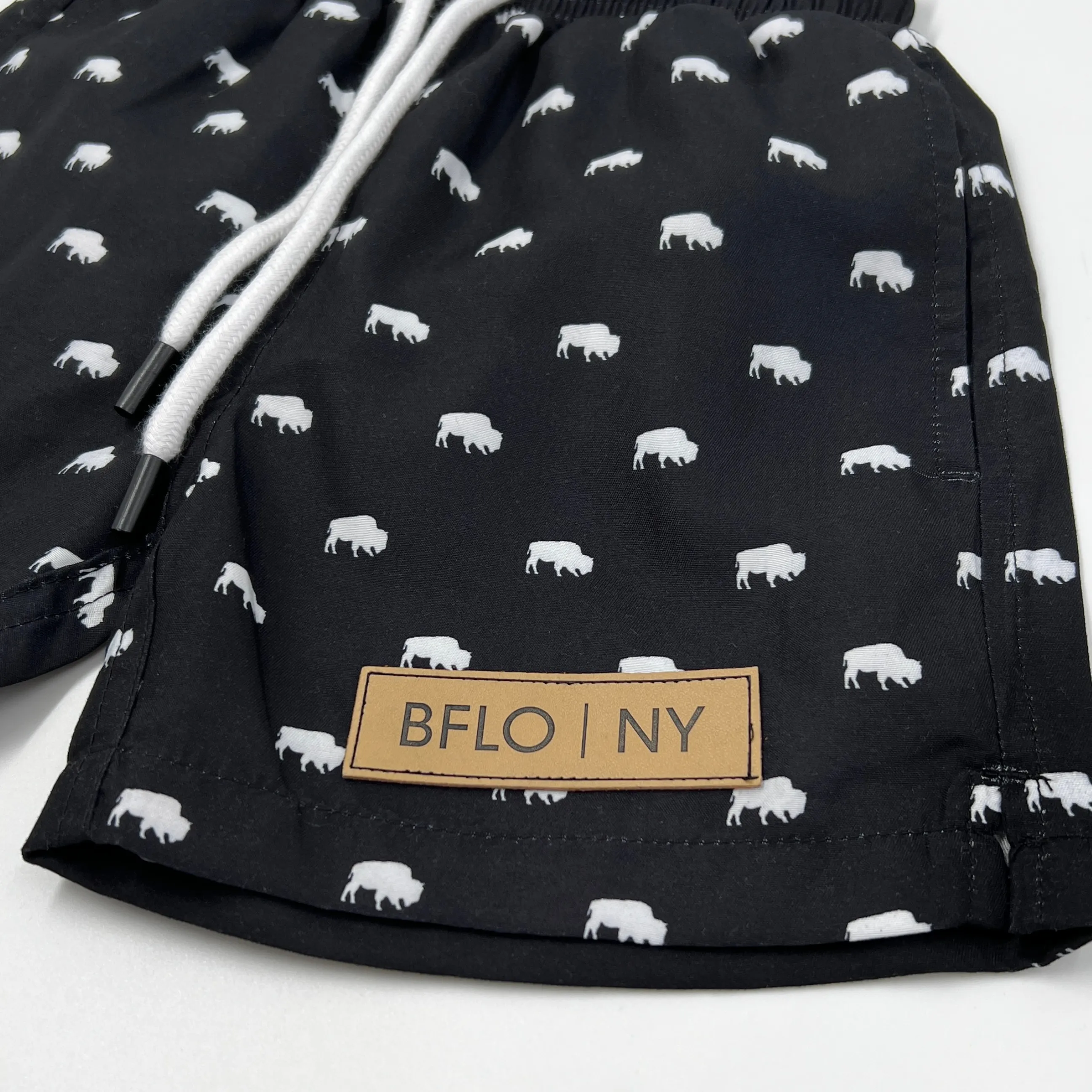 Youth BFLO Black With White Herd Buffaloes Swim Shorts