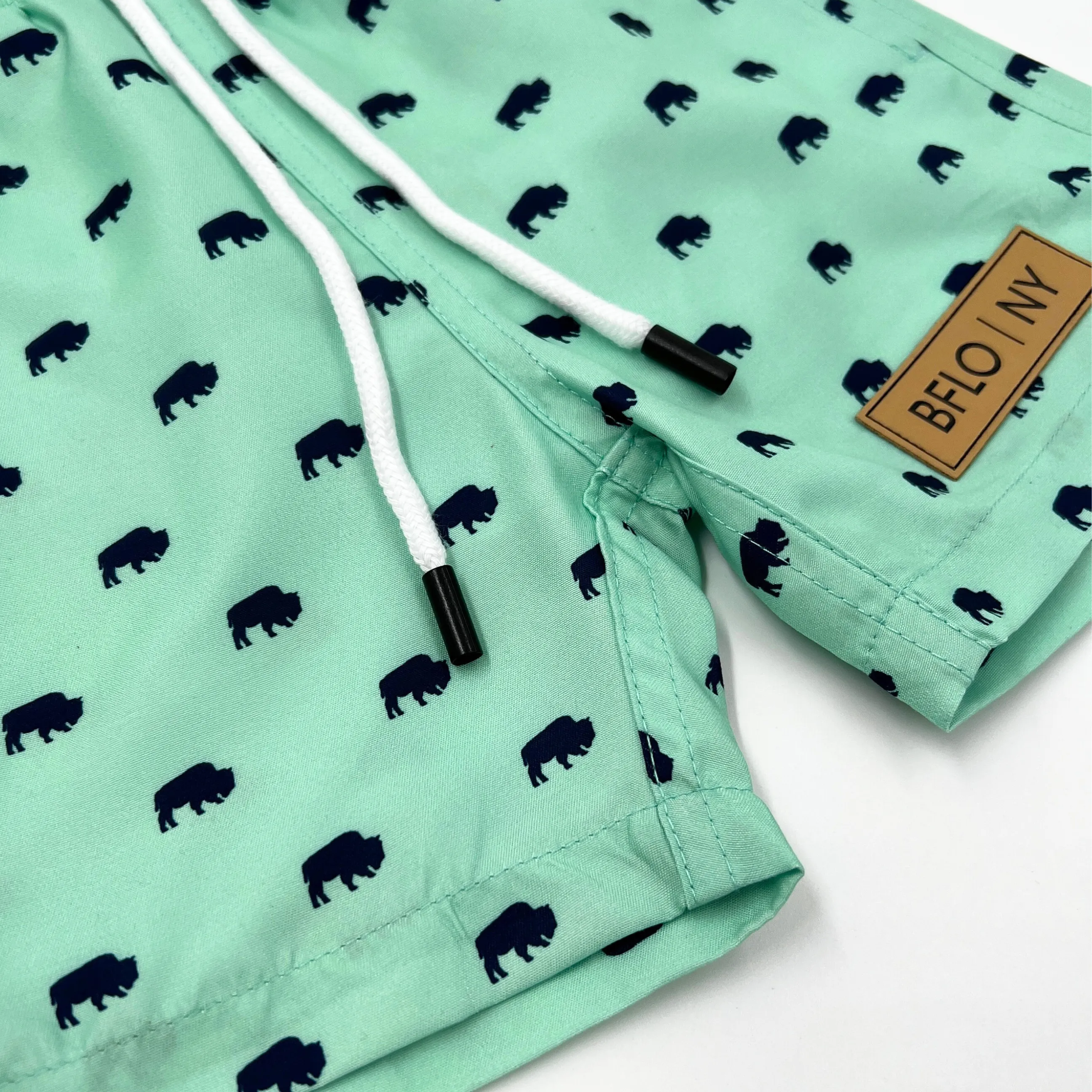 Youth BFLO, NY Mint With Navy Herd Buffaloes Swim Shorts