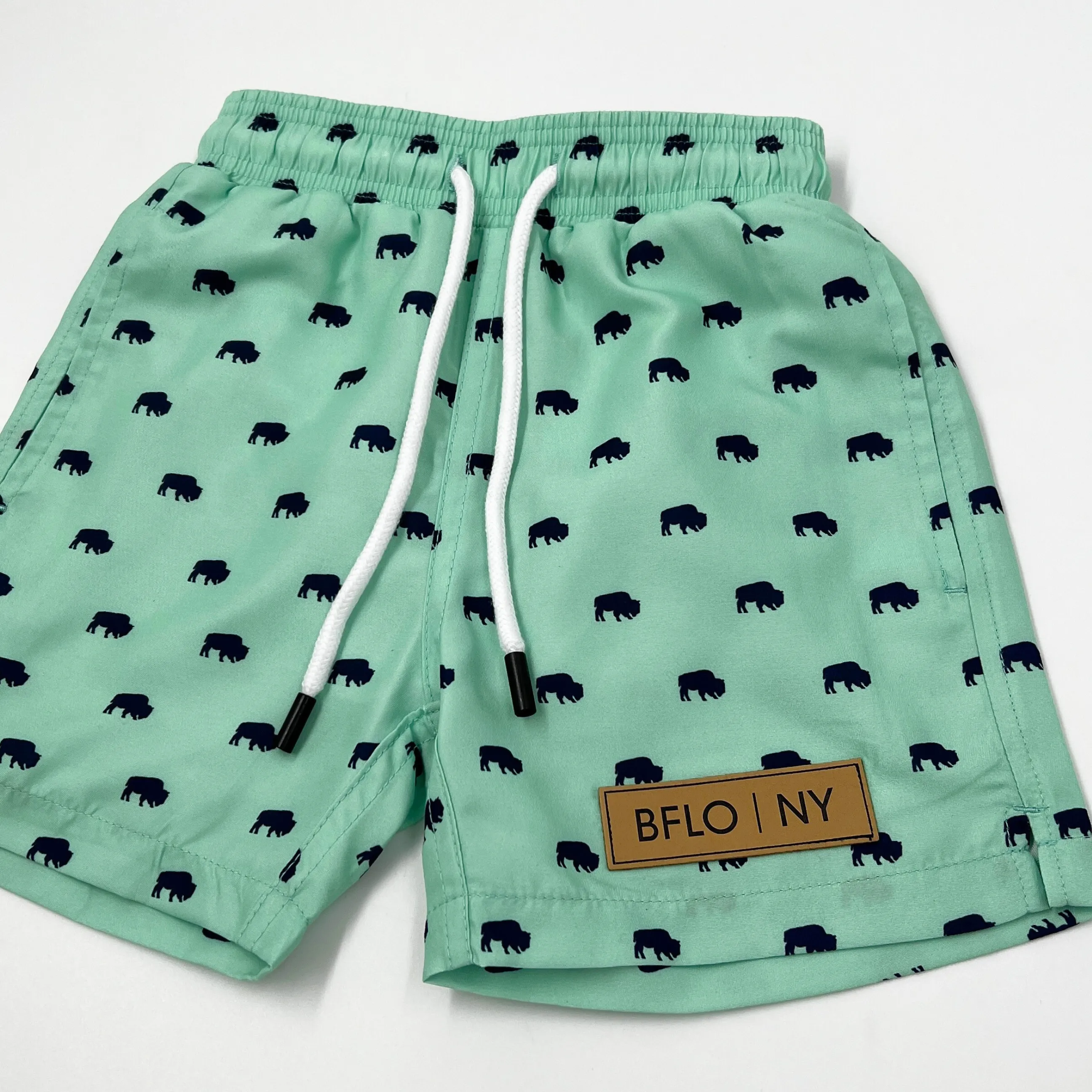 Youth BFLO, NY Mint With Navy Herd Buffaloes Swim Shorts