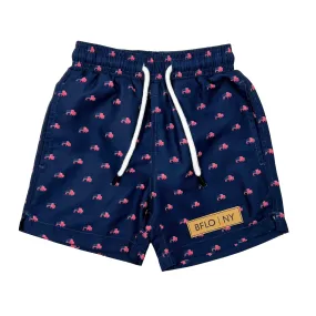 Youth BFLO, NY Navy With Patriotic Herd Buffaloes Swim Shorts